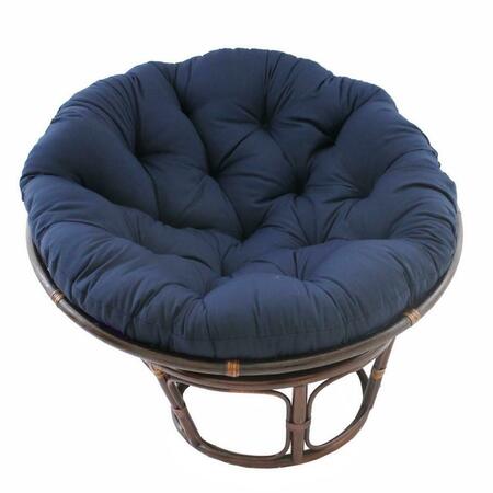 INTERNATIONAL CARAVAN 42 in. Rattan Papasan Chair with Solid Twill Cushion, Navy 3312-TW-NV